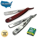 New 2 Pc Smart Cut Throat Barber Straight Shaving Razors + 100 Derby Blades Usa. Fixed Price $16.99.