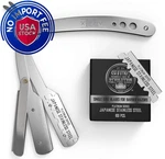 Straight Edge Barber Razor For Close Shaving - 101 Piece Set, Silver. Fixed Price $13.88.