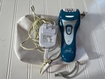 Emjoi Erase Pro Epilator Blue Compact With Charger & Cord Pouch Tested. Fixed Price $29.74.