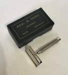 Vintage Geo. Bush Druggist Eyota, Mn Complimentary Safety Razor W Box. Fixed Price $14.99.