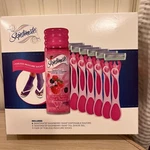 Skintimate Raspberry Rain Set 6 Disposable Razors Full Size Shave Gel Pedi Socks. Fixed Price $19.95.