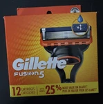 Gillette FUSION5 Men Razor Blade Refills 12 Count Cartridges Nib. Fixed Price $34.97.