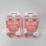 2 Gillette Venus Comfortglide White Tea Women Disposable Razor 3 Blade Count. Fixed Price $10.55.