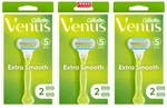 Gillette Venus Extra Smooth 5-BLADES Women Razor +2 Cartridges Ea-lot Of 3 Boxes. Fixed Price $26.28.