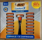 Bic Comfort Refillable Disposable Razors MEN,1 Handle 14 Cartridges 3BLADE. Fixed Price $15.99.