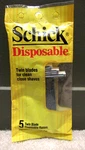 Vintage 1989 Schick Disposable 5 Pack Twin Blade Razors Nos. Fixed Price $19.95.