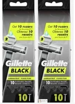 Gillette Black Disposable Razors 10 Pack 2BAGS Twin Blade Lubrastrip Men Shave. Fixed Price $12.95.