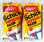 2 New Vtg. Packages Of Schick Disposable Razors, (10 Razors) With Twin Blades. Fixed Price $14.95.