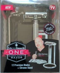 Microtouch Classic Safety Razor Chrome Plated Brass, 12 Blades, Stand. Fixed Price $23.50.