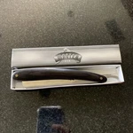 Master MU1014BW Straight Razor Black Wood Handle Knife. Fixed Price $9.00.