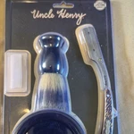 Uncle Henry Shaving Kit Straight Razor Brush Mug 5 Blades Staglon Handle Ceramic. Fixed Price $15.95.