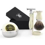 5PCS Synthetic Black Hair Shaving Brush With De Safety Razor, Stand, Bowl & Soap. Fixed Price $54.99.
