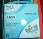 Beauty 360 3-BLADE Womens Replacement Shaving CARTRIDGES-4 Box. Fixed Price $7.64.