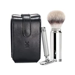 M Hle Travel Black Leather Case Silvertip Fiber Safety Razor Set. Fixed Price $234.96.