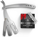 Straight Edge Barber Razor For Close Shaving - 101 Piece Set, Silver. Fixed Price $14.43.