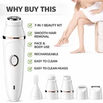 7 1 Women's Electric Hair Remover Face Eyebrow Nose Bikini Trimmer. Fixed Price $33.99.