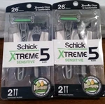 2 - Pack Schick Xtreme 5 Sensitive Men's Disposable Razors Blades. Fixed Price $12.95.
