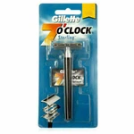 Gillette Sterling 7O'CLOCK Double Edge Travel Safety Razor W 1 Platinum Blade. Fixed Price $17.99.
