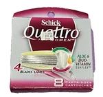 Schick Quattro Women Aloe & Duo-vitamin Complex Razor Blade Refills 8 Cartridges. Fixed Price $8.85.