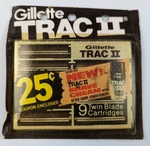 Gillette Trac Ii 2 Razor Twin Blades 9 Shaving Cardridges Package Vintage Usa. Fixed Price $19.00.