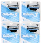 GILLETTE3 Razor Refills 16 (4X4) Cartridges 3-BLADE Lubrication Strip Men. Fixed Price $37.47.