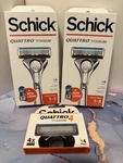 Schick Quattro Titanium Razors: 2 Starter Boxes Plus 1 Cartridge Refills. Fixed Price $12.00.