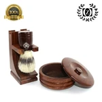 Zeva Classic Wood Boar Bristle Shaving Brush, Razor Stand & Bowl Walnut Finish. Fixed Price $39.99.