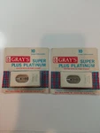 20 Gray's Super Plus Platinum Double Edge Razor Blades Vydax Coated Vintage Nos. Fixed Price $13.95.