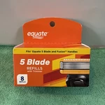 New Equate 5 Blade Refills W/trimmer, 8 Count. Fits Fusion Handles. Fixed Price $16.99.