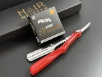 Barber Razor- Master Magnum Shaving Plus 100 Derby Blades Red. Fixed Price $19.95.