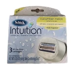 Schick Intuition- 3 All One Cartridges/ Razors Triple Blade Cucumber Melon. Fixed Price $9.99.