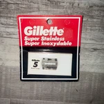 New Vintage Mens Gillette Super Stainless Inoxydable 5 Pack Razor Blades. Fixed Price $5.99.