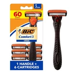 Bic Comfort 3 Hybrid Men's Disposable Razor, Blades, 6 Cartridges 1 Handle. Fixed Price $9.10.