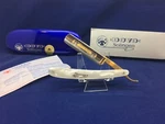 Dovo 5/8 Mop Solingen Germany Straight Razor With 24KT. Gold Etch Mint Blue Tin+. Fixed Price $276.25.