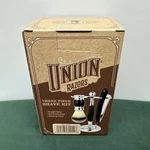 Union Razors Three Piece Shave Kit (SS5-BLACK) Razor, Brush, Stand New. Fixed Price $14.99.