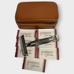 Vintage Hoffritz Straight Safety Razor Leather Zipper Case 7 Blades Clean. Fixed Price $96.30.