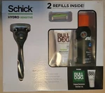 Mens Shaving Gift Set Schick Hydro Sensitive Bulldog Moisturizer Edge Shave Gel. Fixed Price $19.99.
