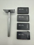 Bevel Shave System Safety Razor With 40 Replacement Blades - New W/o Box. Fixed Price $44.99.