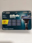 Gillette Mach 3 Razors Blade Refill With Exfoliating Bar Men's 12 Cartridges Y. Fixed Price $25.99.