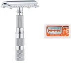 Merkur Travel Safety Razor With Bar And Leather Pouch #210 + Blades. Fixed Price $44.99.