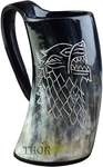Viking Handicrafts Wolf Engraved Drinking Horn Mug Tankard Authentic 16 Oz. Fixed Price $72.68.
