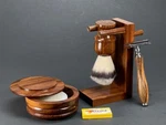 6PC Men's Wooden Brush Safety Razor Bowl Soap Blades Shaving Set Kit Handmade. Fixed Price $55.95.