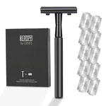 Keropy Double Edge Safety Razor W/10 Premium Stainless Steel Blade Refills. Fixed Price $12.00.