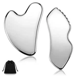 Leefone 2PCS Stainless Steel Gua Sha, Facial Tools Metallic Silver. Fixed Price $12.01.