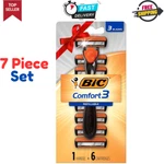 Bic 3 Refillable Blade Disposable Razor For Men, 1 Handle & 6 Cartridges. Fixed Price $11.89.
