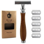 Vintage Wood Handle Double Edge Safety Razor For Men's Wet Shave + 10 Blades. Fixed Price $16.19.