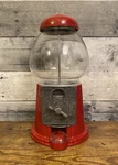 Vintage 1985 Carousel Junior Red Bubble Gum Machine W/ Glass Globe No. Fixed Price $25.00.