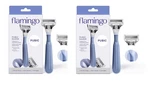 Flamingo Pubic Women's Razor 2 Handle +4 Blade Cartridges Shower Holder. Fixed Price $24.99.
