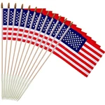Pcs 8X12 Inch American Flags On Stick, Usa Wood With Kid-safe .... Fixed Price $16.13.