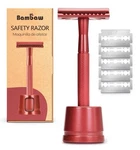 Bambaw Double Edge Safety Razor With Stand, Extra Blades Red. Fixed Price $24.99.